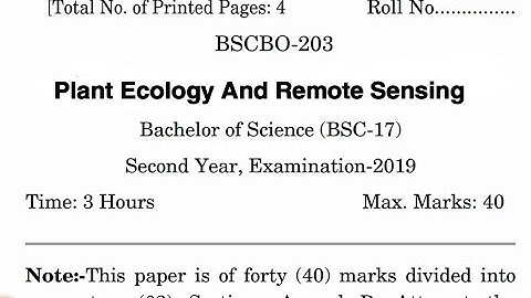 Bsc 2nd Year Botany Previous question paper / Plant Ecology and  Remote Sensing / Sri dev Suman