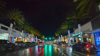 Miami Night Drive After the Rain - Collins Ave, I-195/I-95, Downtown & Aventura Loop - 4K
