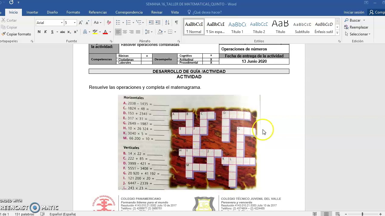 8/06/2020 Taller de Matemáticas 5-2 Semana 16: Matemagrama