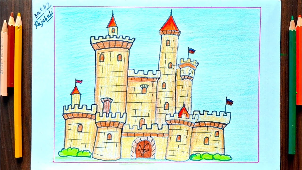 How to Draw A castle Easy||castle drawing for beginners||castle drawing ...