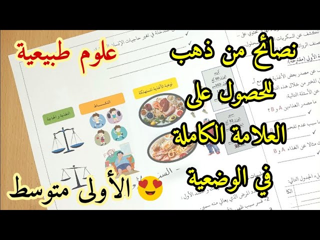 حل موضوع شامل للفرض الأول في العلوم الطبيعية الأولى متوسط مع عدة نصائح لكتابة الوضعية