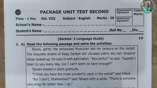 8th Std English Unit Test 2 Paper Question Answer
