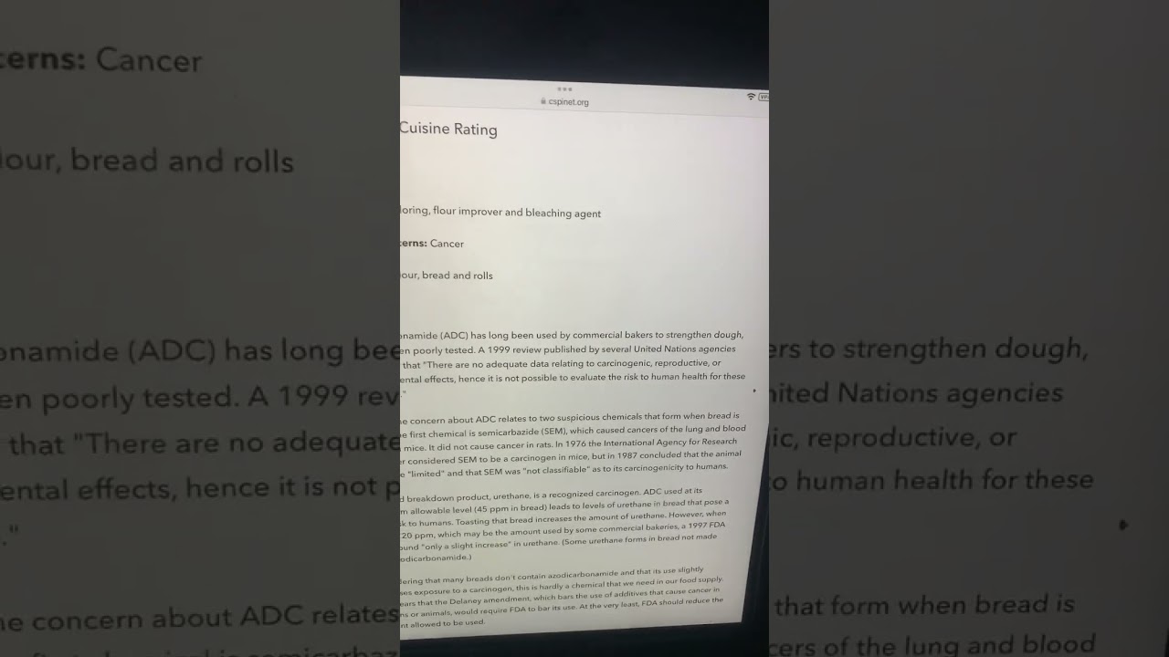 Azodicarbonamide - what other reason than, GREED?