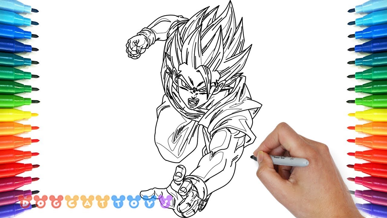 How to Draw Super Saiyan Goku Dragon Ball | Drawing Coloring Pages for Kids