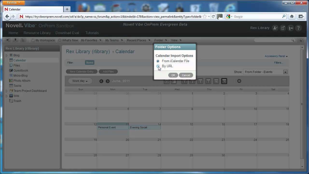 Importing Calendars in Vibe OnPrem planning 2019