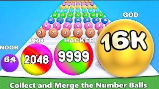 NOOB VS PRO VS HACKER VS GOD in Number Ball 3D-Merge Game (2-32K)