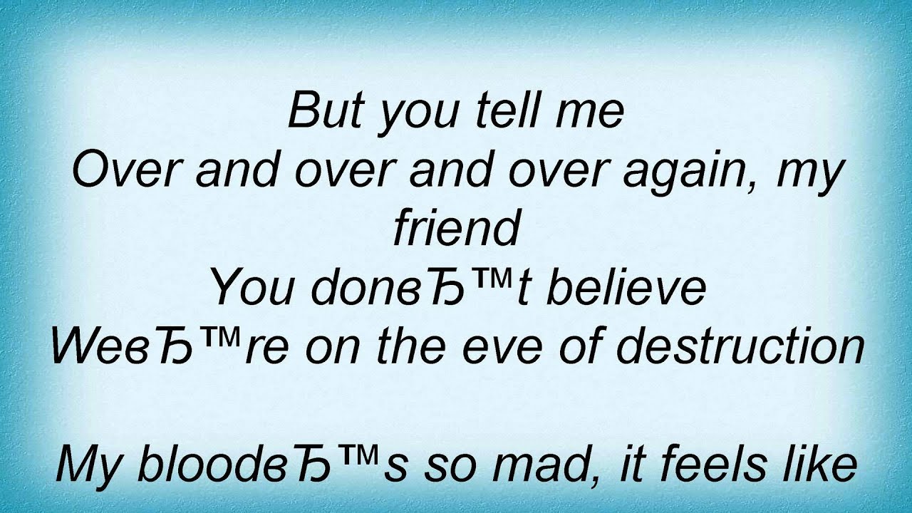 D.o.a Eve Of Destruction Lyrics YouTube