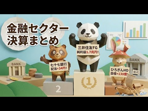 金融3社まとめ 三井住友FG 七十七銀行 ひろぎんHD