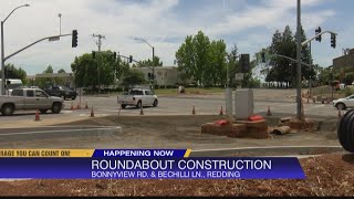 Construction begins for the largest roundabout in Redding