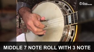 Middle 7 Note Roll with 3 Note Lead-In | Banjo Technique Tutorial | Banjo Warehouse 7 Note Roll With Chords Banjo Right Hand Technique Tutorial