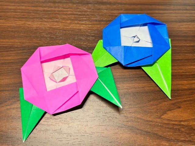 平面な椿の折り紙の折り方 - YouTube