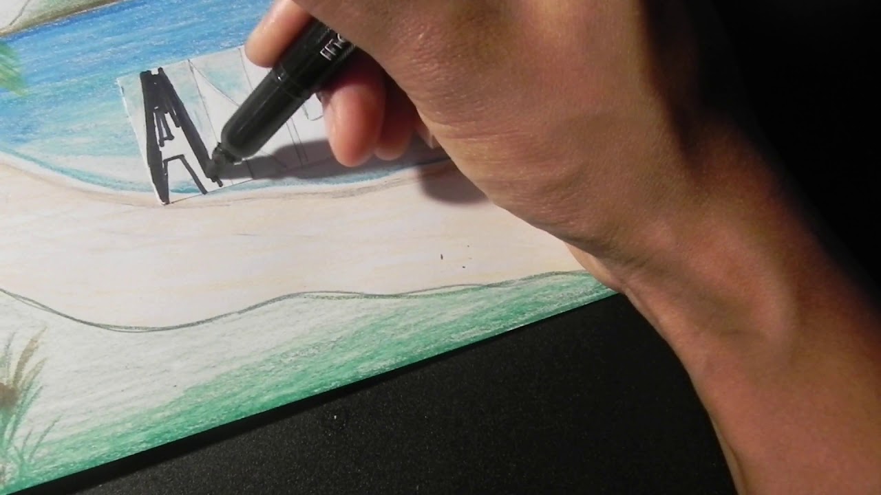 Grade 8 - Graphics Beach Scene (Lettering - Finished) 6/6 - YouTube