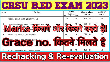 Crsu b.ed result rechacking or reevaluation में कितने marks बढ़ते है  नए मार्क्स मिलेंगे?