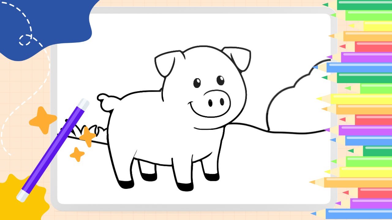 Coloring Babe The Pig for Kids and Toddlers ll Animal Magical Coloring ...