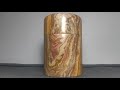 aged yellow multicolor mineral stone statue lidded cup container (face image)