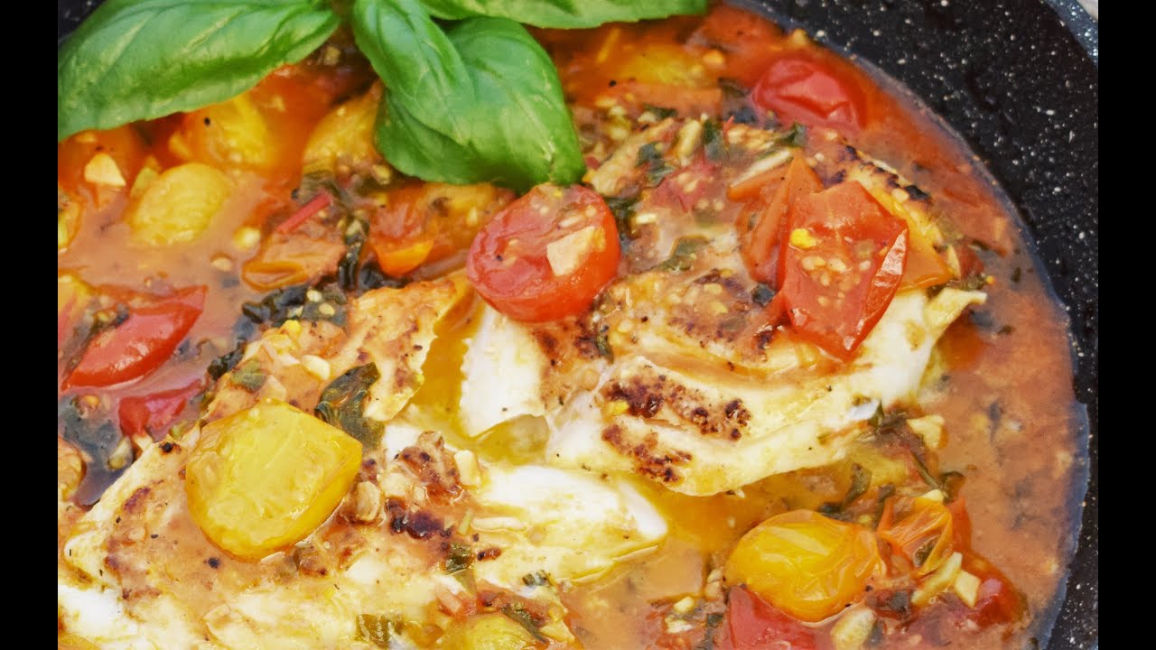 How to cook the best Pan Seared Cod in White Wine Tomato Basil Sauce - YouTube