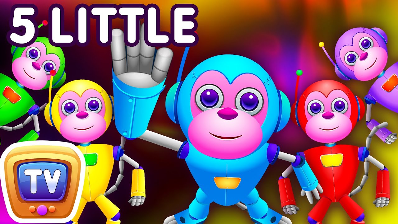 Five Little Monkeys Jumping On The Bed | Part 2 - The Robot Monkeys