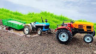 New holland 3630 Fully Loaded with sand by jcb backhoe Stuck in deep mud Rescued by HMT 5022 Tractor