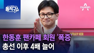 한동훈 팬카페 회원 ‘폭증’…총선 이후 4배 늘어 | 김진의 돌직구쇼