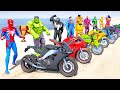 Motorcycles challenge race on cliff roads with superheroesspiderman goku hulk iron man  gta 5