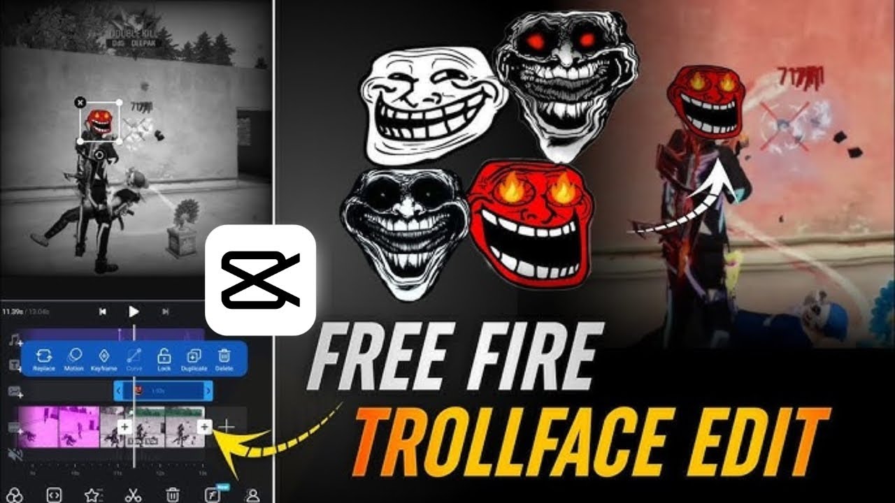 Free Fire Troll Face Editing Tutorial ☠️ | Capcut Editing App Tutorial ...