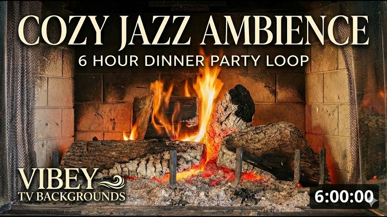 Cozy Fireplace & Smooth Jazz 🍷 Cocktail Lounge Ambience [4K] | 5.5 HoursDinner Party Jazz Fireplace