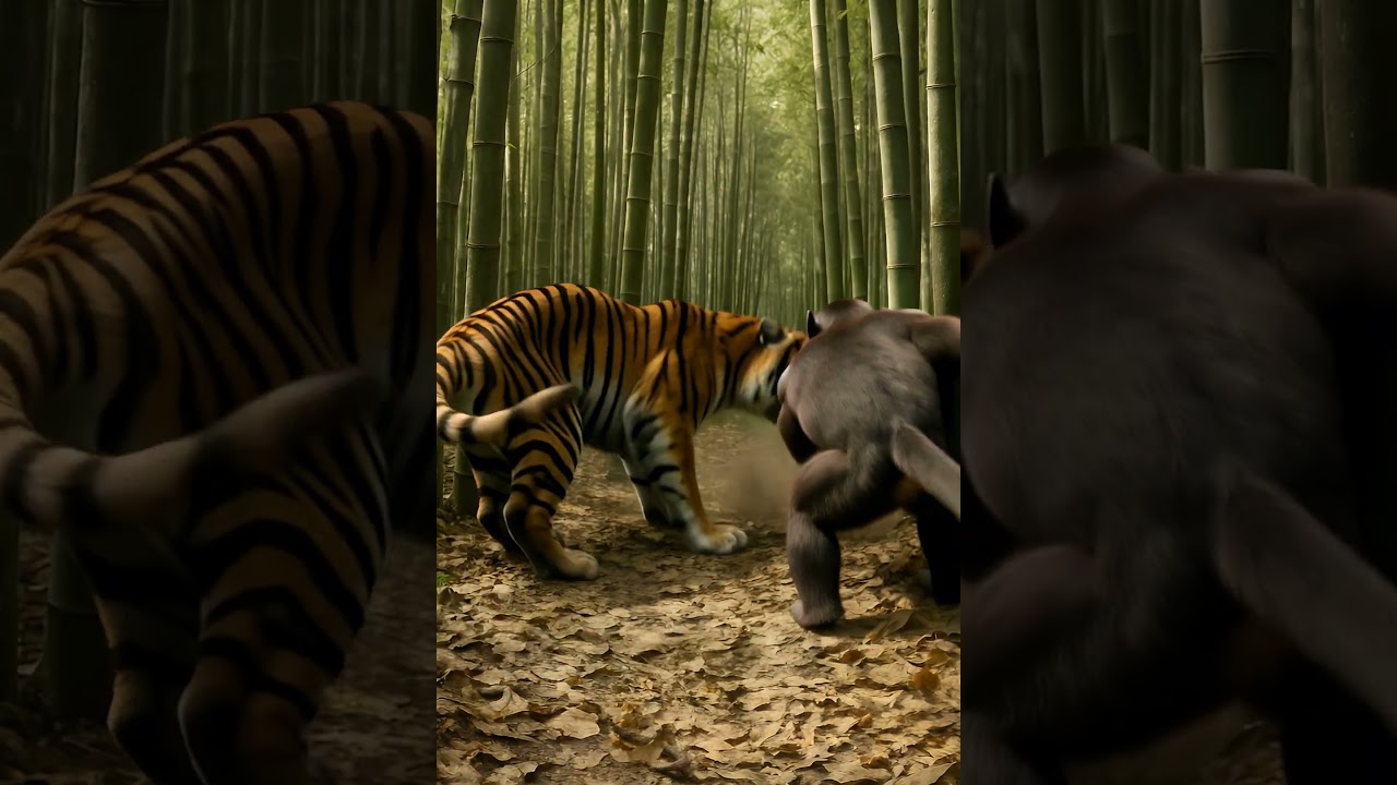 Tiger in Bamboo? Gorilla Blocks 🦍🐯🐒 Monkey Laughs Rolling Leaves 😂🎋