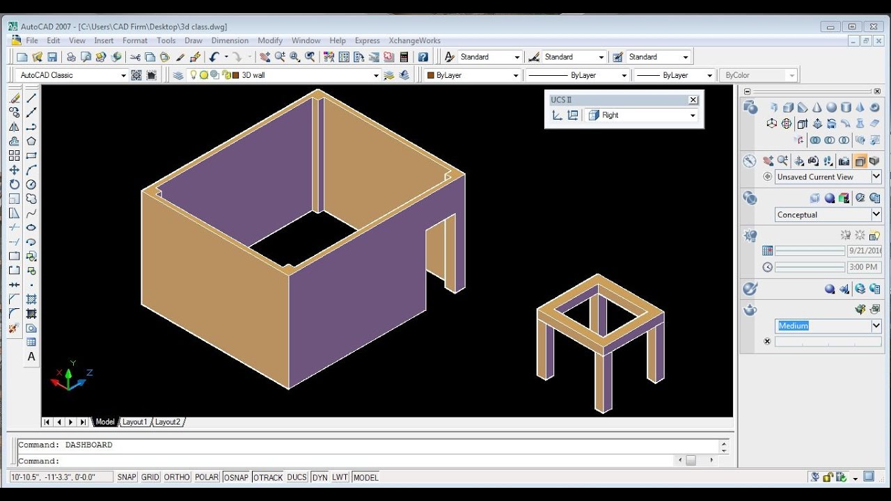AutoCAD 2007 3D basic tutorial for Beginners YouTube