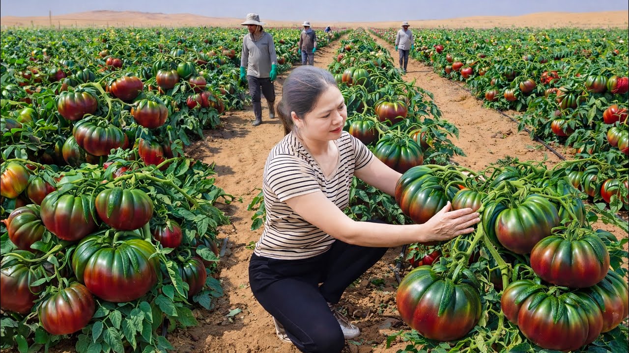 Harvesting Giant Tomatoes in The Desert To Sell | You Won't Believe Tomatoes Grow Here