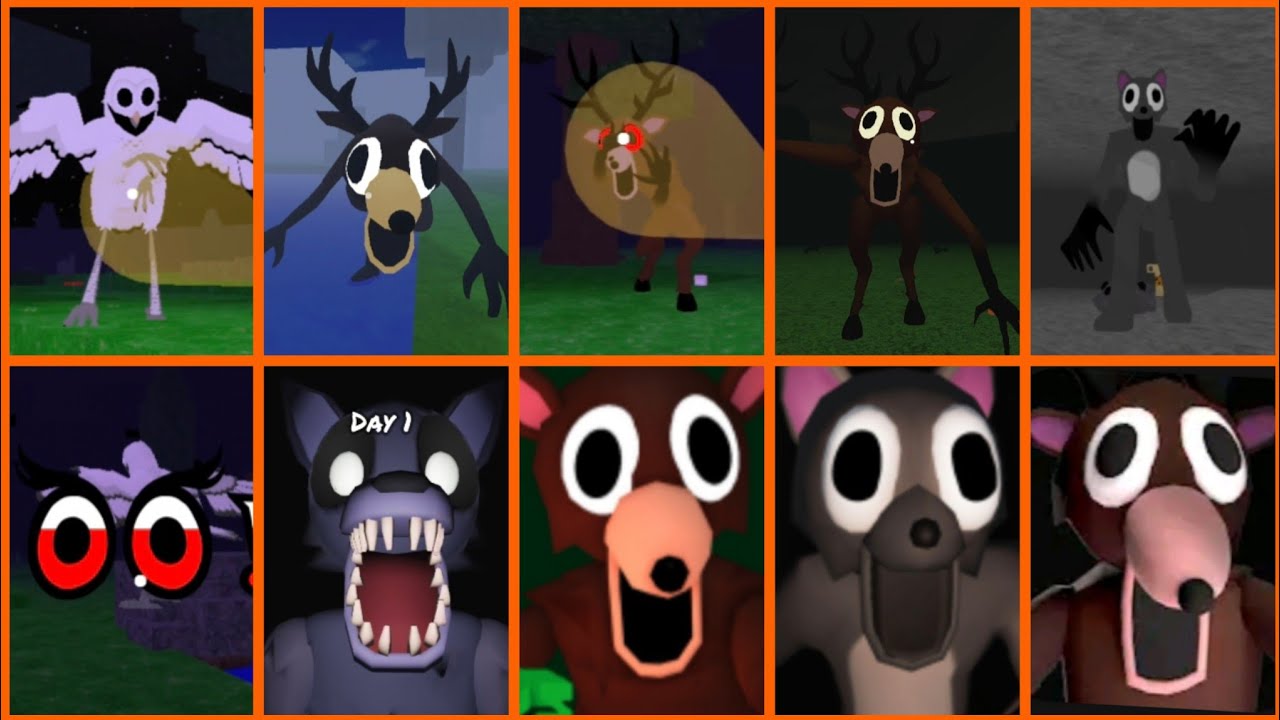 99 Days In A Cave & 99 Day In The Forest Jumpscrare All Monsters