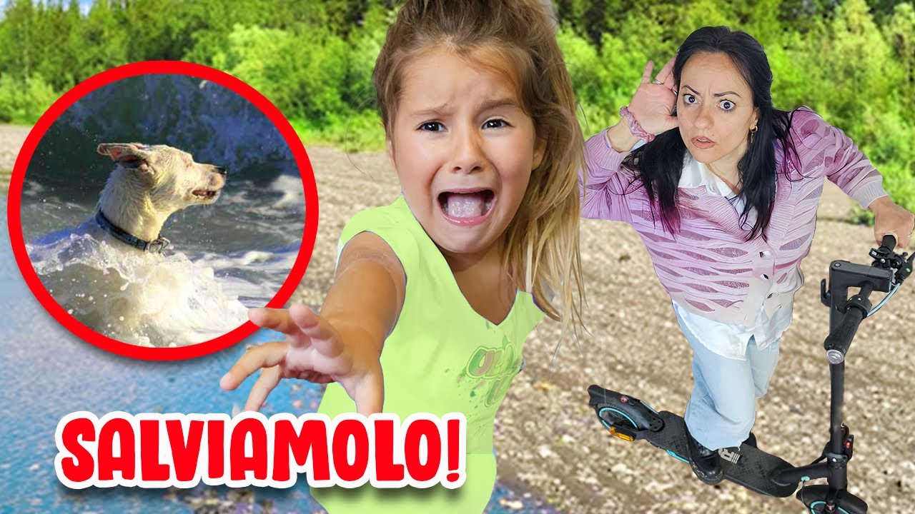 UN CANE CADE NEL FIUME, MENTRE MARTINA MISSY E MAMMA TY STANNO CAMMINANDO COL MONOPATTINO ELETTRICO