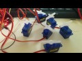 Six S90 servos driven by an Arduino Nano with a 16 channel shield