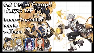 Lunarcrystallize Navia Willugacolumbia  63 Team Comp  Abyss 12f First Half genshin Impact
