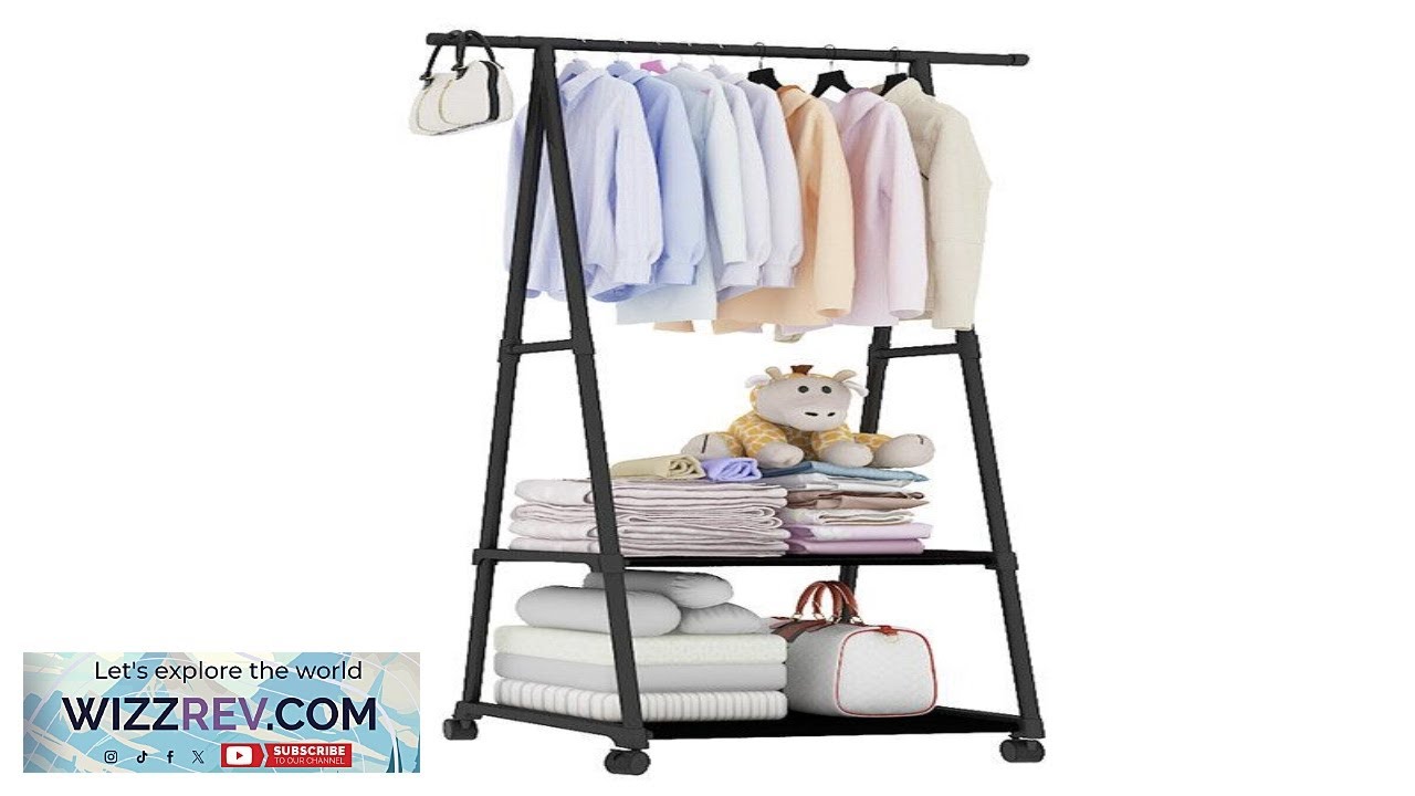 Треугольная вешалка для одежды на колесах, съемная, из нержавеющей стали, черная.