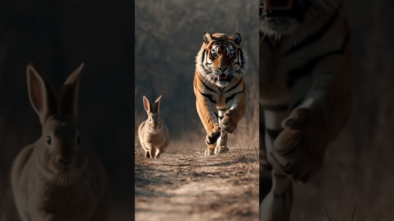 Tiger chasing a Rabbit!!