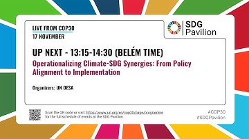 Nov 17 - Operationalizing Climate-SDG Synergies: From Policy Alignment to Implementation