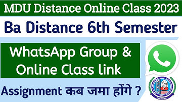 Mdu Distance 6th Semester Class 2023 | Mdu ba distance class time table 2023 | mdu ba whatsapp link