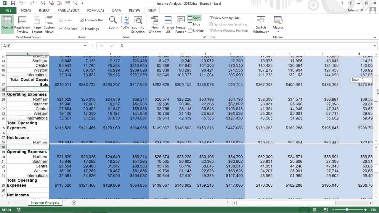 how-to-split-excel-worksheet-horizontally-and-vertically-into-four-panes