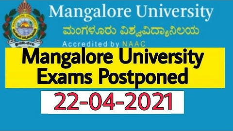 Mangalore University Exams Postponed | Due to Covid-19 || Mangalore University Update 2021