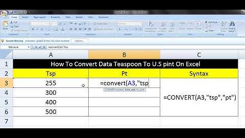 How To Convert Data Teaspoon To U.S pint On Excel