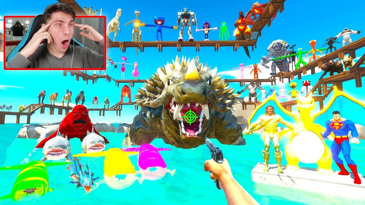 PARKOUR RESCATE ALREDEDOR GIGANTE ANGUIRUS Y MONSTRUOS MARINOS - ANIMAL REVOLT BATTLE SIMULATOR