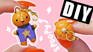 DIY spoopy pumpkin boi polymer clay charm - cute girl halloween 2022