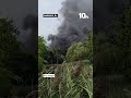 Camper fire sends thick, black smoke into the air