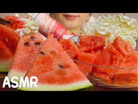 【咀嚼音】ホイップもりもりスイカ🍉/Water melon/fruits【ASMR/EATING SOUNDS/Mukbang/モッパン/먹방】