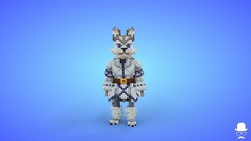 Wolf Warrior Voxel Character - 3D Lowpoly Fantasy Creature - Game Asset