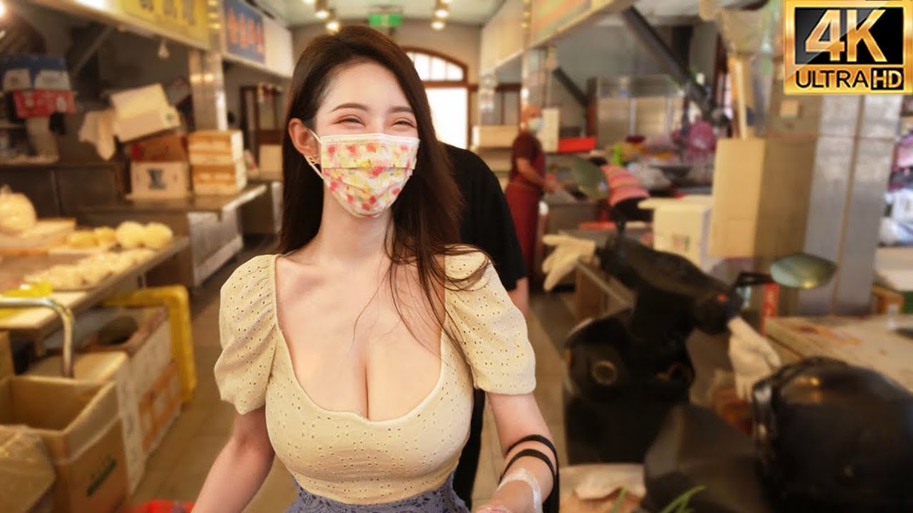(4K)Girl buys in Taiwan traditional market｜士林早市｜伝統的な市場｜재래 시장