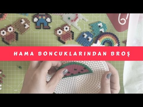 Hama boncukları ile karpuz broş yaptık