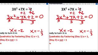 10/17/25 AR Warm Up, Assignment Solving Quadratics by Factoring (Day 2) a not = 1 #mrglee