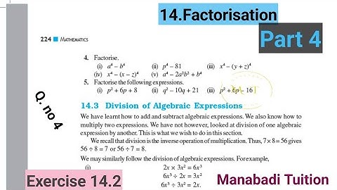 8th class  maths| Chapter 14|🙋‍♀️Factorisation| 💁‍♀️Exercise 14.2 |Q no 4|part 4|with notes|