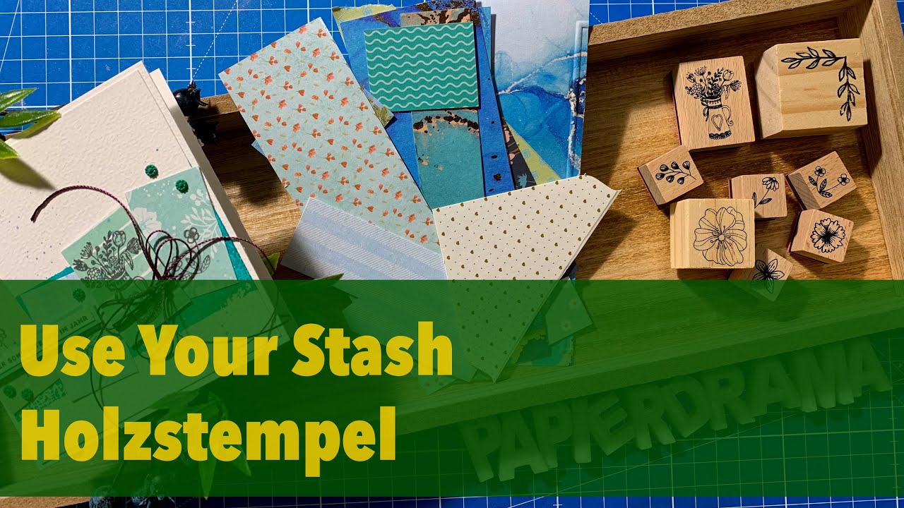👉 Karte basteln - ACTION Holzstempel trifft auf Papierreste [watch me craft]